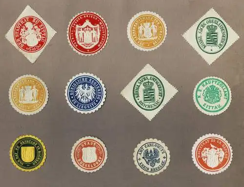 Konvolut 12 SIEGELMARKEN Kaiserzeit / Preußen / Sachsen (8)