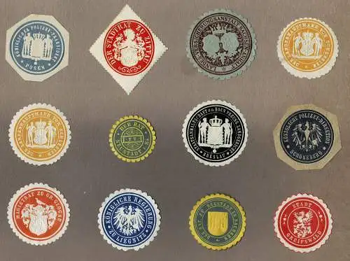 Konvolut 12 SIEGELMARKEN Kaiserzeit / Preußen / Sachsen (10)