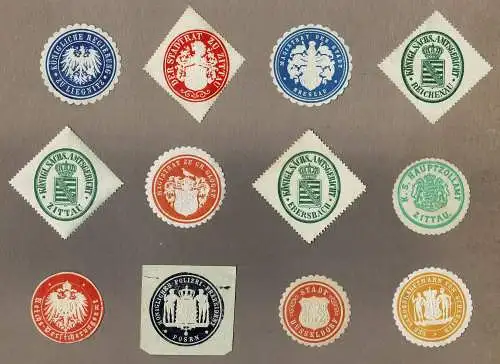 Konvolut 12 SIEGELMARKEN Kaiserzeit / Preußen / Sachsen (12)