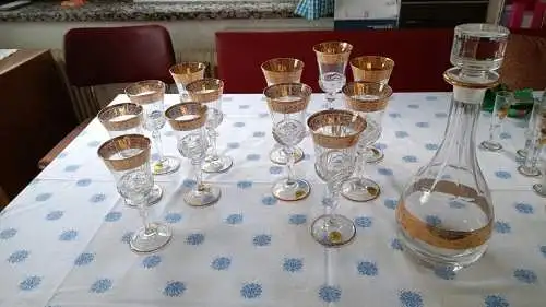 Exklusives Venizianisches Kristallglas-Set 37-teilig | 24% Bleikristall | Echtgolddekor | Karaffe & Gläser (neuer Preis)