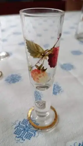 Exquisites handbemaltes Gläser-Set mit Karaffe - Unikat mit Golddekor