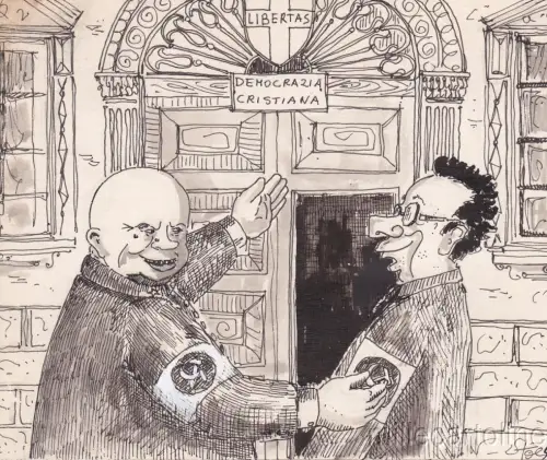 * CHRISTDEMOKRATIE - Skizze - Chruschtschow und Togliatti Touristen von Fanfani 1960