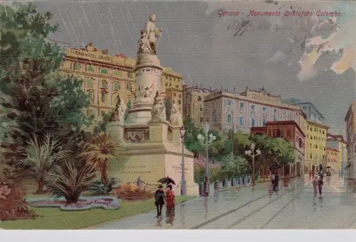 #GENOVA dis.: DENKMAL FÜR C. COLOMBO - Aufl. J.R.N. RETRO UNION POSTALE ..