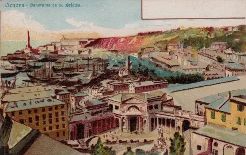 #GENOVA dis.: PANORAMA DA S. BRIGIDA - Aufl. J.R.N. RETRO UNION...