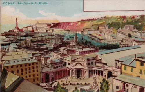 #GENUA dis.: PANORAMA DA S. BRIGIDA - Aufl. J.R.N. RETRO 'UNION...
