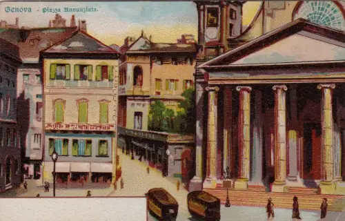 #GENOVA dis.: PIAZZA ANNUNZIATA - Aufl. J.R.N. RETRO UNION POSTALE..