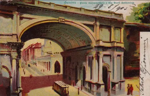 #GENUA dis.: MONUM BRÜCKE. E VIA XX SEPTEMBER - Aufl. J.R.N. RETRO 'UNION POS..