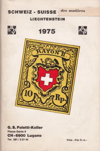 * BRIEFMARKENKATALOG - Schweiz Suisse Liechtenstein 1975