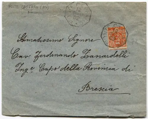 KÖNIGREICH, ACHTECKIGE RINGE KAFFEEBRÜCKE (BRESCIA), 1902, + C20 FLORAL m