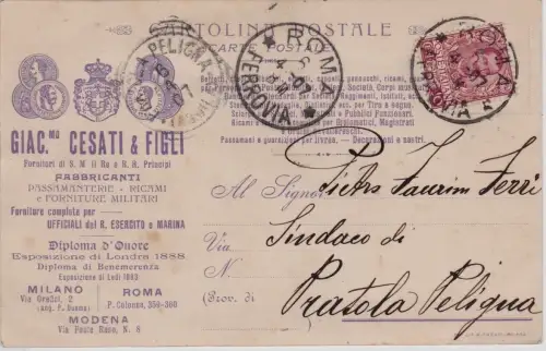 # MAILAND - ROM - MODENA: G. CESATI & SONS - Militärbedarf - Stickerei..1907