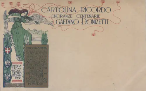 OPER - KOMPONIST DONIZETTI - ERINNERUNGSKARTE, BERGAMO 1897 (1)
