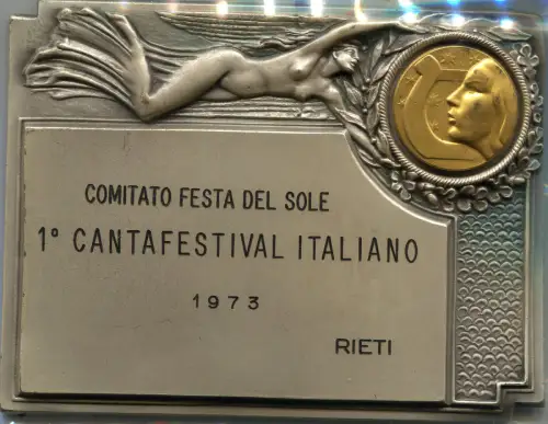 RIETI, METALLSCHILD, 1. CANTAFESTIVAL, SONNENFESTKOMITEE, 1973 m
