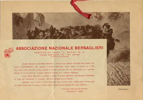 ASS. NAZ. BERSAGLIERI ROMA, DRUCKREPRODUKTION VON CAMMARANO m