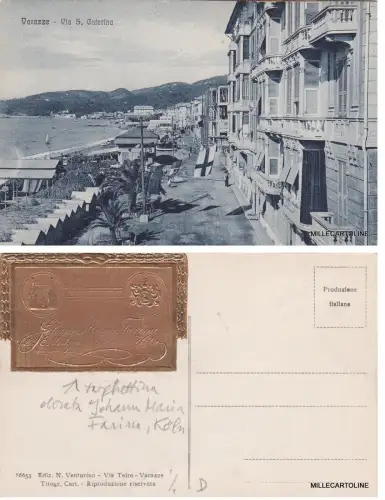 #VARAZZE: VIA S. CATERINA-RETRO GOLDPLAKETTE JOHANN M. FARINA-KOLN (DUFT)
