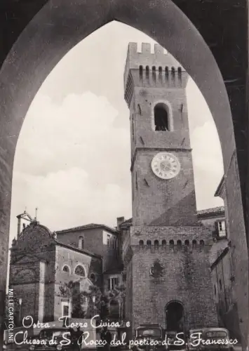 # OSTRA: BÜRGERTURM UND KIRCHE S. ROCCO AUS DER PORTIKUS VON S. FRANCESCO 1960