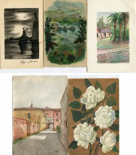 ZEICHNUNGEN, AQUARELLE, CHINA, LOT 5 HANDGRUSSKARTEN (A) m