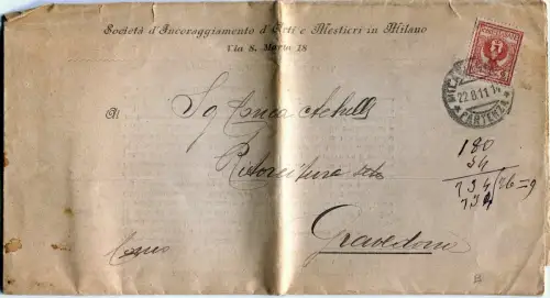 MAILAND, FALTBARE GESELLSCHAFT ZUR ERMUTIGUNG VON KUNSTHANDWERK, PROGRAMM, 1911 m