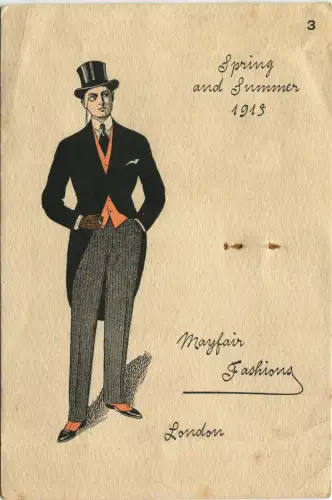 WERBEKARTON, FRÜHLING UND SOMMER 1913, MAYFAIR FASHIONS, LONDON m