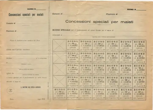 JAHRESKARTE, 1941, SONDERKONZESSIONEN FÜR KRANKE, GUTES FLEISCH m