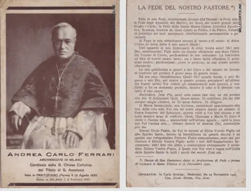# FIGUREN: ANDREA CARLO FERRARI - ERZBISCHOF VON MAILAND geboren in PRATOPIANO (PR