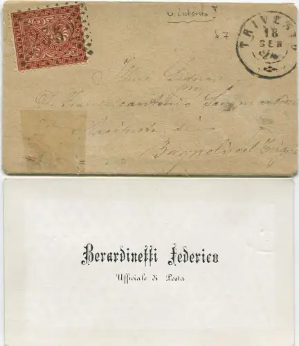 KÖNIGREICH, ANNULLIERUNG TRIVENTO (CB), 1874, + NUMMER 2352 AUF BRIEFMARKE C.2 m