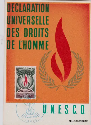 # UNESCO - MENSCHENRECHTE 1969 - MIT ÄHNLICHER BRIEFMARKE - MAXIMUM (Frankreich)