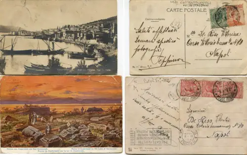 ITALIEN LEVANT, SET 2 POSTKARTEN, ANNULS CONSTANTINOPOLI POSTE ITALIANE, 1921 - 22 m