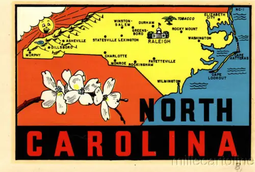 * NORTH CAROLINA - Gepäckanhänger Aufkleber