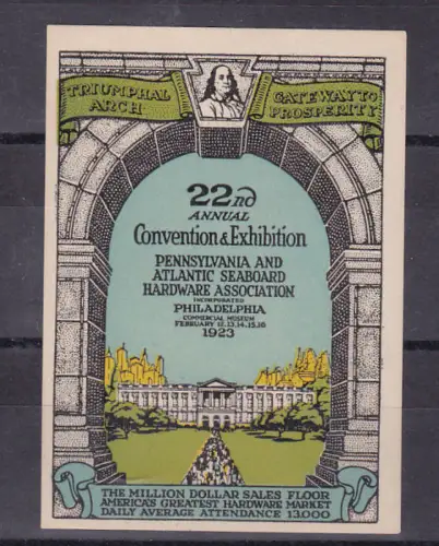 * PHILADELPHIA - Label 22° Convention Hardw.Market 1923