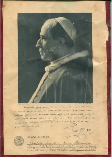 PAPST PIUS XII., SEGEN FÜR DAS NEUVERMÄHLTE, KATHOLISCHE AKTION, 1941 m