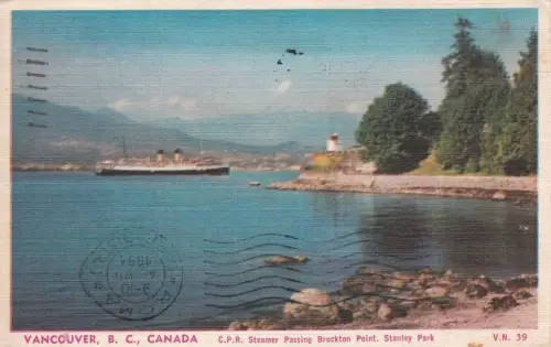 * KANADA - Vancouver - C.P.R.Steamer vorbei an Brockton Point, Stanley Park 1951