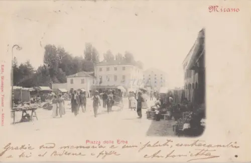 MIRANO - Piazza delle Erbe - Markt 1904