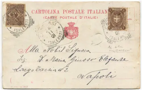 AK BARI, BASILIKA, KONTURIERTE RINGE (SA), 1901, C1 SCHILD + C1 BLUME m
