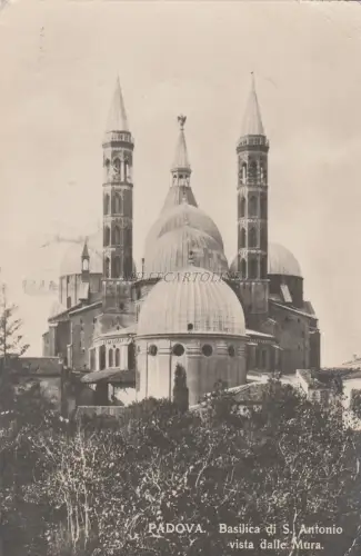 PADUA - Basilika St. Antonius von den Mauern aus gesehen - Foto Postkarte 1930