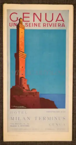 GENUA - Faltbroschüre mit Karte und Malugani-Illustrationen