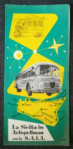 AUTOPULLMAN S.A.I.A. - Sizilien - Touristenbroschüre mit Rennprogramm