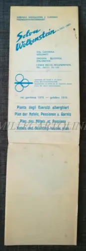 WOLKENSTEINWALD - Dolomiten - Faltbroschüre mit illustrierter Hotelkarte