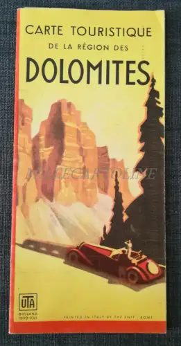 DOLOMITES - Schöne illustrierte Touristenkarte der Dolomiten - Bozen 1938
