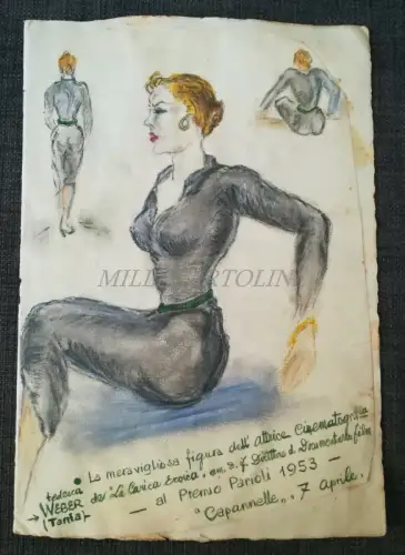 AQUARELLZEICHNUNGEN - Schauspielerin Tania Weber, Yvonne B., H. Feuillant 1953