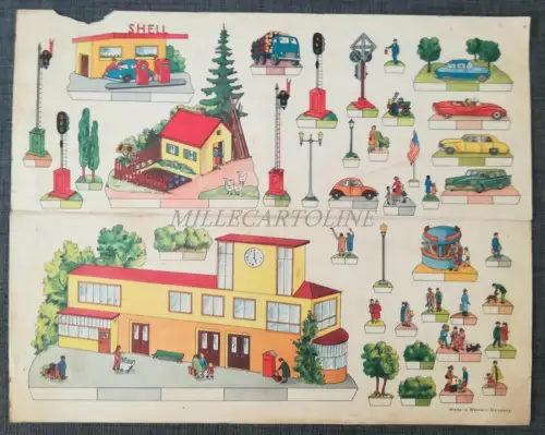 KARTON ZUM FALTEN UND ZUSCHNEIDEN - Stadtstraße - Made in West Germany