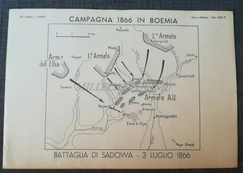MILITÄRGESCHICHTE - Österreichisch Preußischer Krieg 1866 Karte Schlacht Sadowa