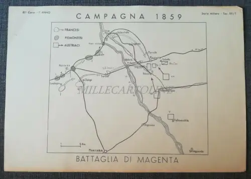 MILITÄRGESCHICHTE - Unabhängigkeitskrieg 1859 Garibaldi - Magenta Karte