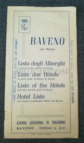 BAVENO - Prospekt mit Hotelliste