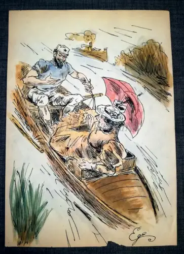 CHINA UND AQUARELL ZEICHNUNG - Frauen am Meer 1 - Ego