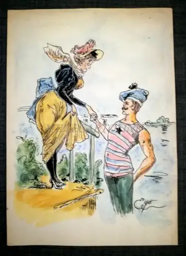 CHINA UND AQUARELL ZEICHNUNG - Frauen am Meer 2 - Ego