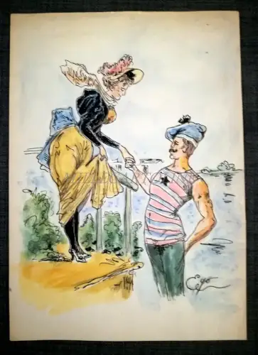 CHINA UND AQUARELL ZEICHNUNG - Frauen am Meer 2 - Ego