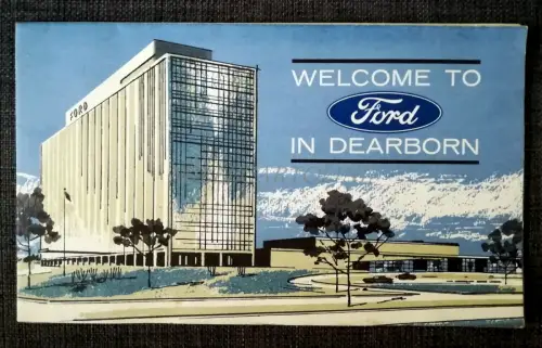 WILLKOMMEN BEI FORD IN DEARBORN - Prospekt mit Karte und schönen Illustrationen