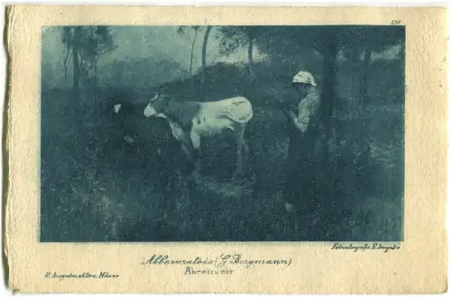 KUNST, Tränke, von G. Bergmann, junge Schäferin und Rind, 1920