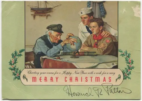 SCOUT, Grußkarte Merry Christmas, Autogrammsignatur Howard R. Patton