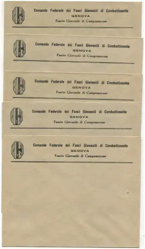 CAMPOMORONE (Genua), 5 Briefumschläge Jugendbündel Kampf